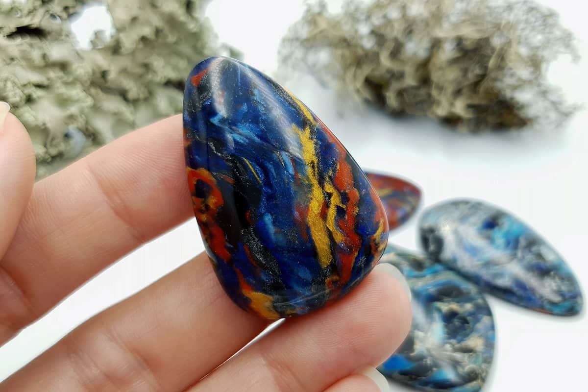 4 pcs Faux Pietersite Stones from Polymer Clay #12 (7562)