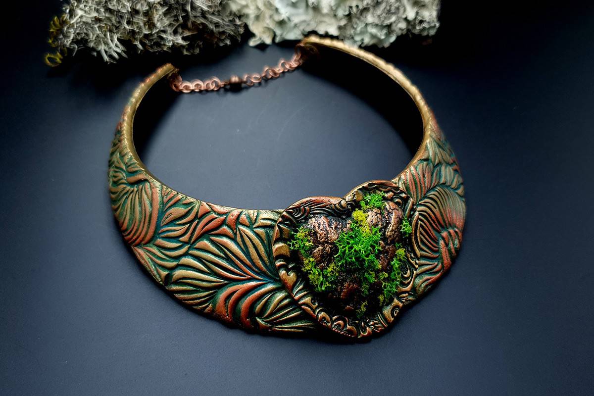 Polymer Clay Necklace Forest Treasure (8640)