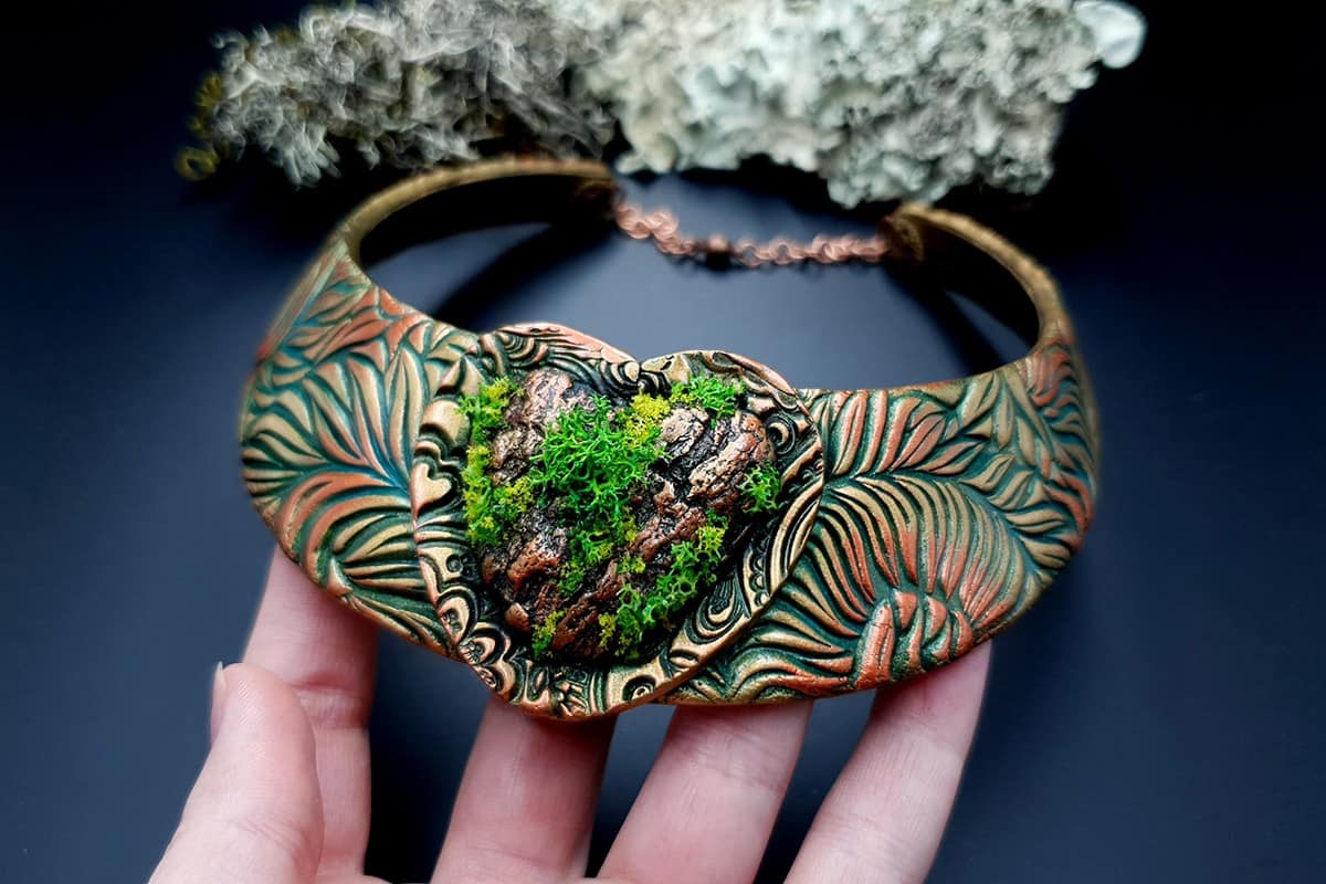 Polymer Clay Necklace Forest Treasure (8645)