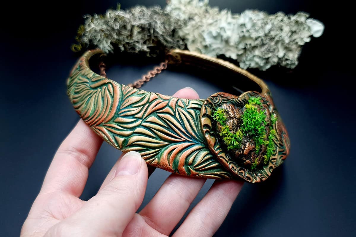 Polymer Clay Necklace Forest Treasure (8660)