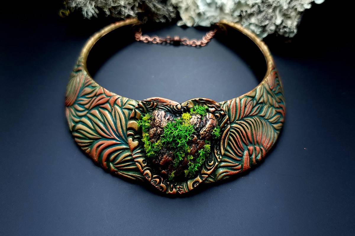 Polymer Clay Necklace Forest Treasure (8684)