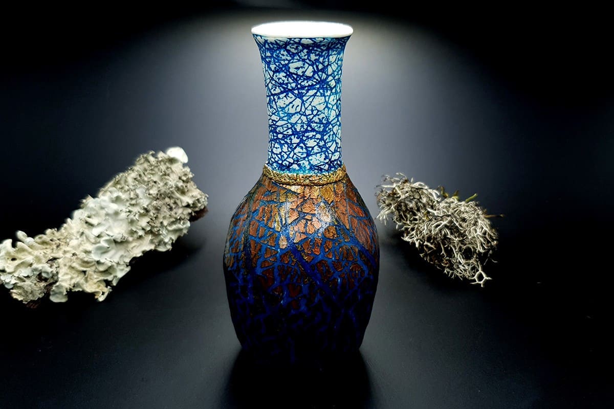 Polymer Clay Vase Raku Style (9187)