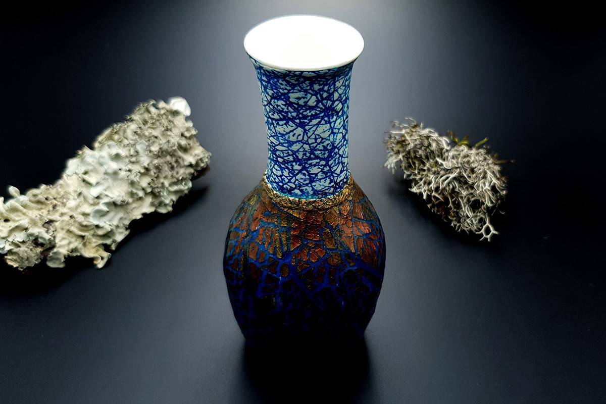 Polymer Clay Vase Raku Style (9193)