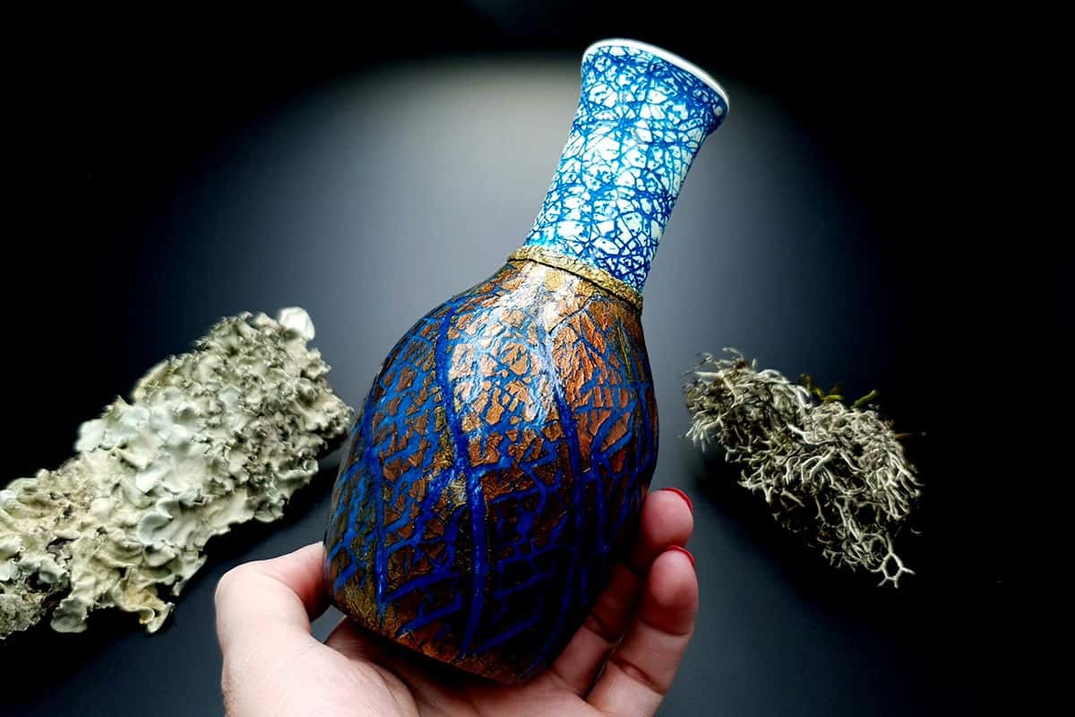 Polymer Clay Vase Raku Style (9214)
