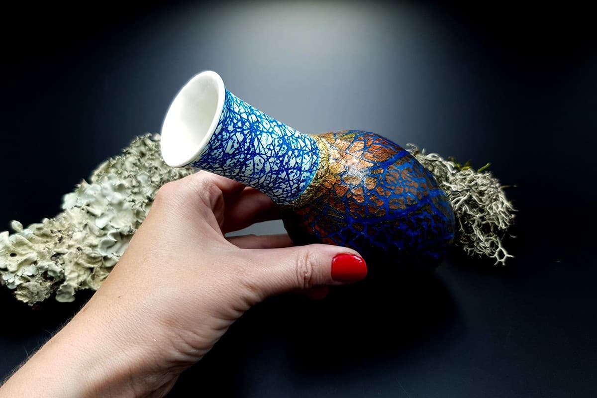 Polymer Clay Vase Raku Style (9225)