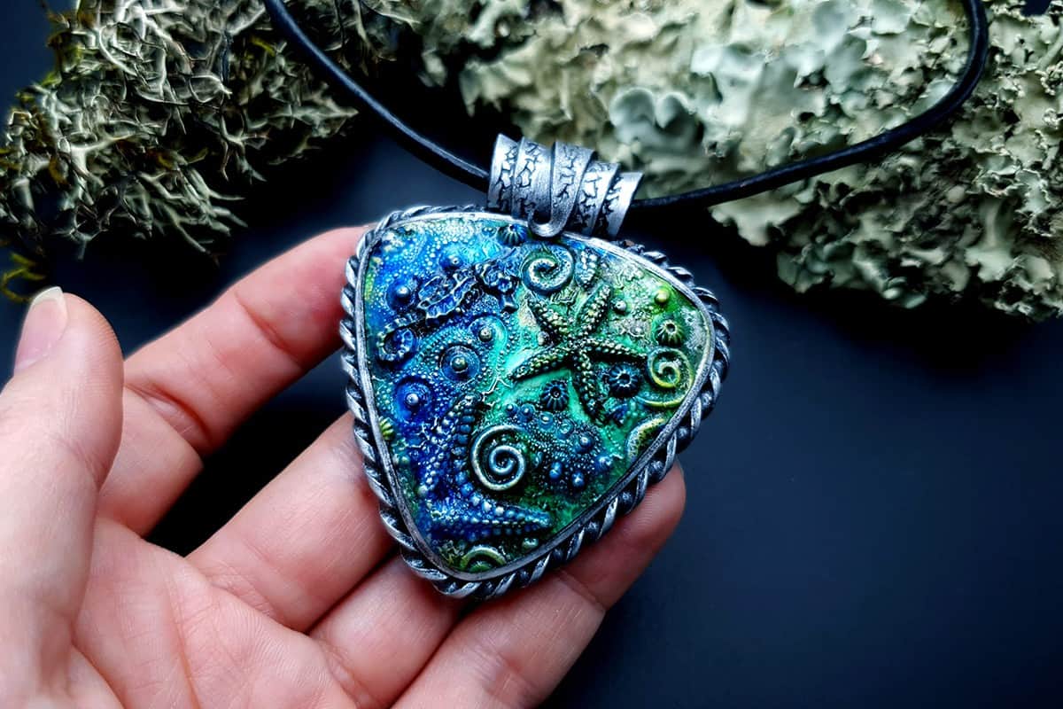 Polymer clay Pendant "Under the Sea" (8914)