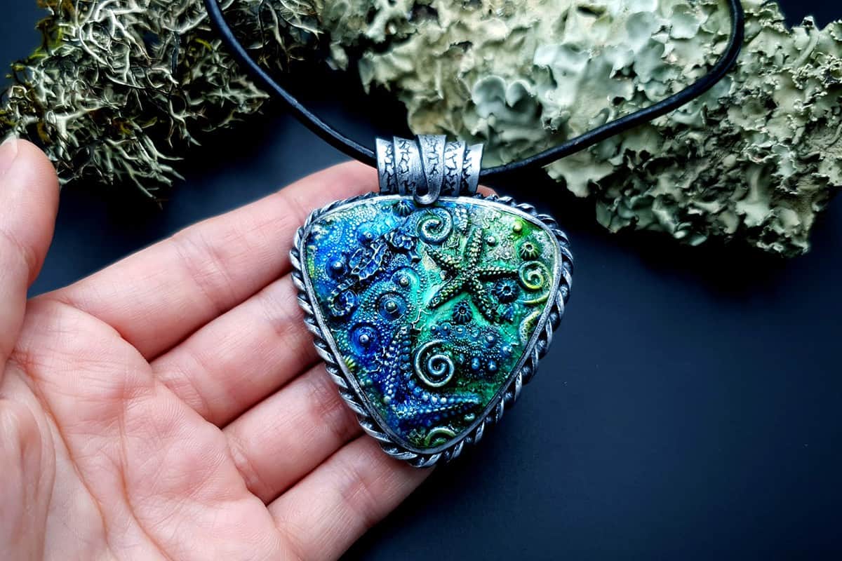 Polymer clay Pendant "Under the Sea" (8915)