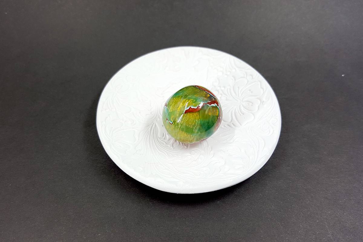Shining Jade Bead (Polymer Clay) - Green Brown Colors (7648)