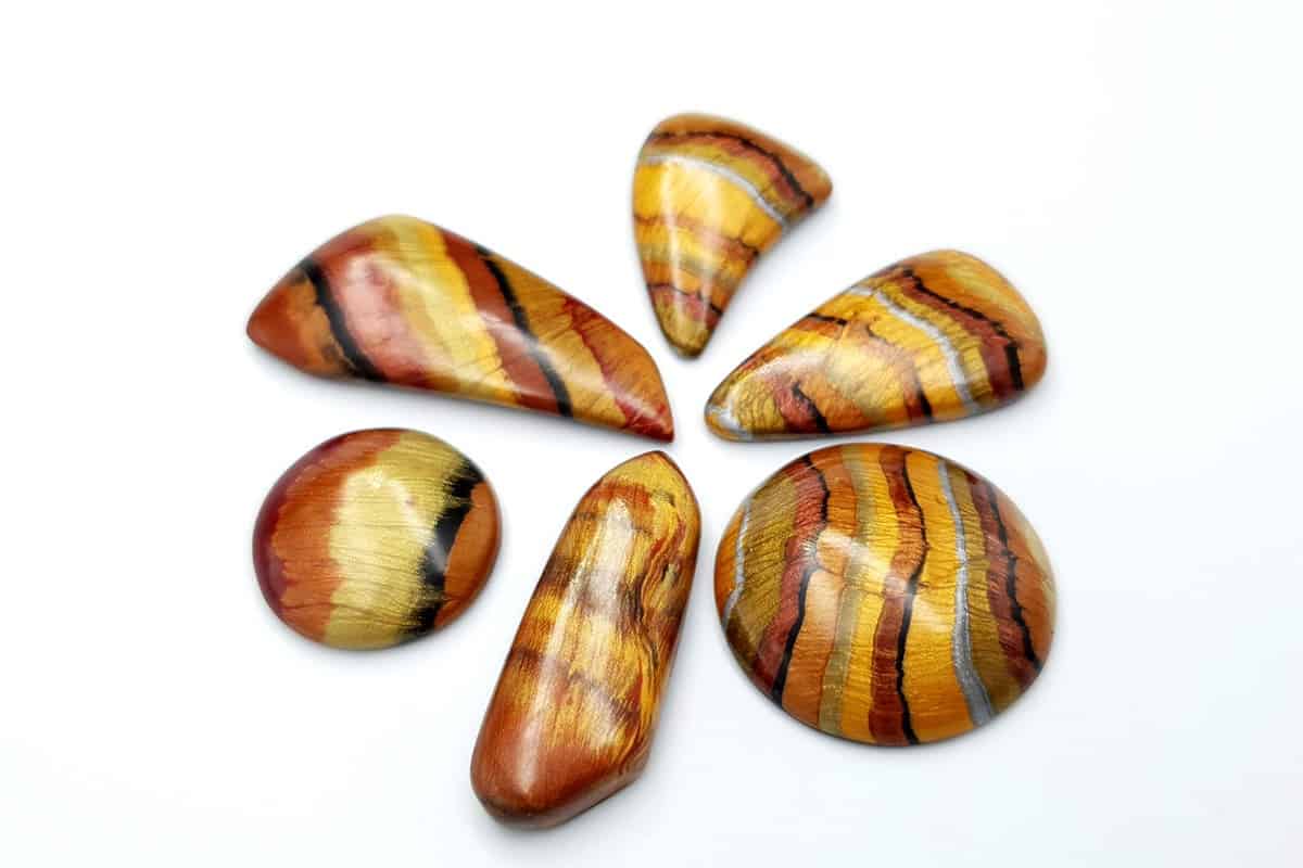 6 pcs Faux Tiger Eye Stones from Polymer Clay (7262)