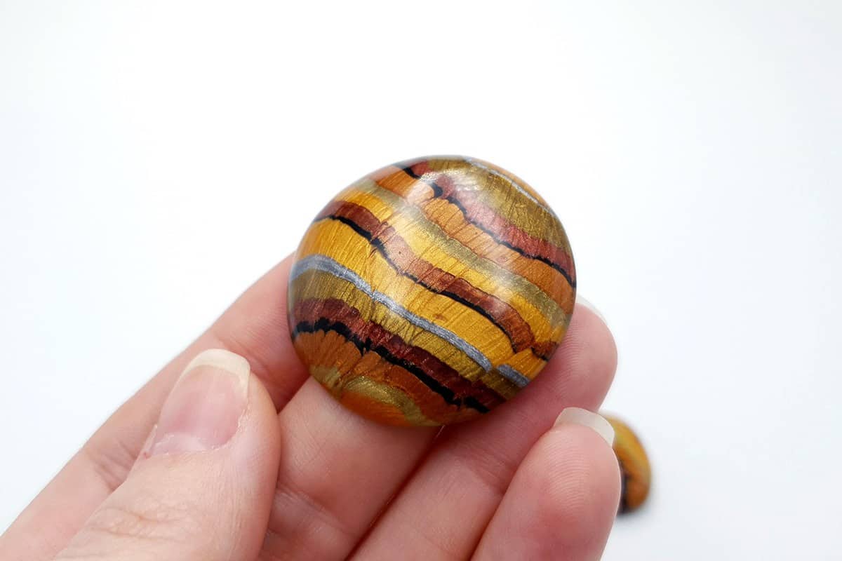 6 pcs Faux Tiger Eye Stones from Polymer Clay (7263)
