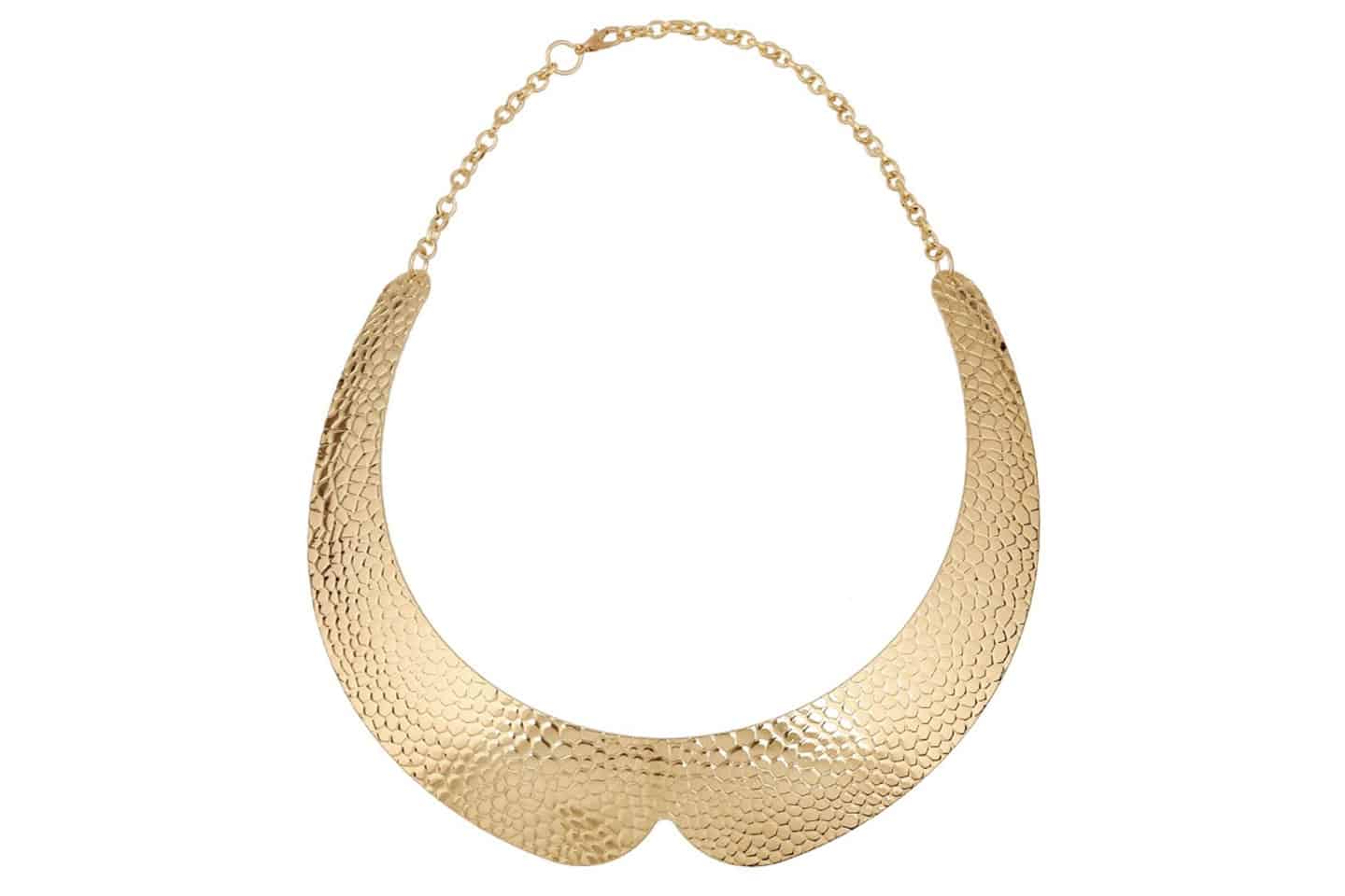 Metal gold color textured base for necklace (13942)