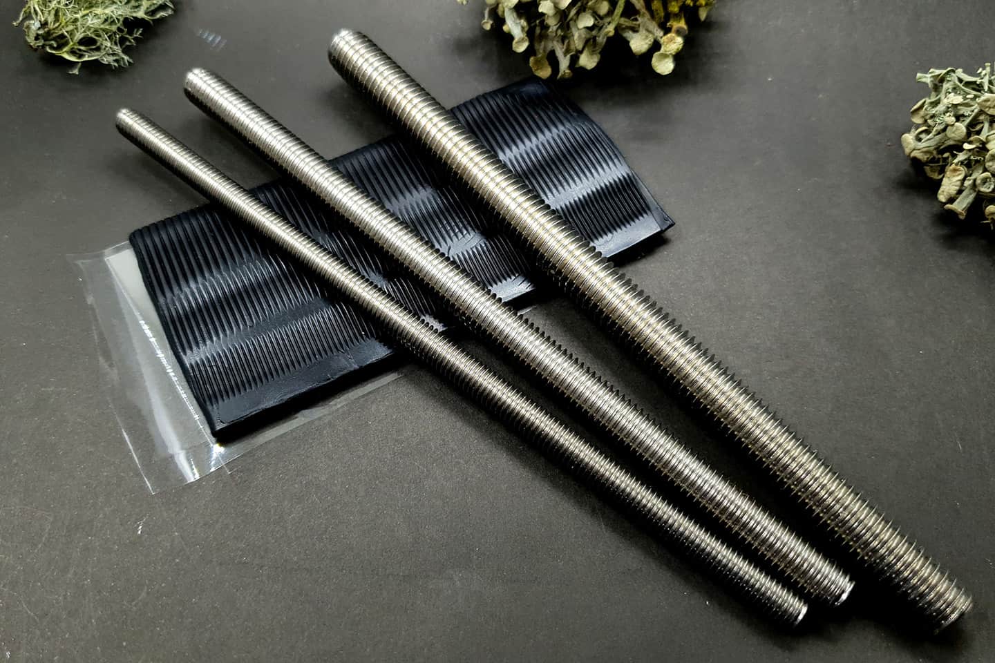 Set of 3 textured metal rod tool for polymer clay