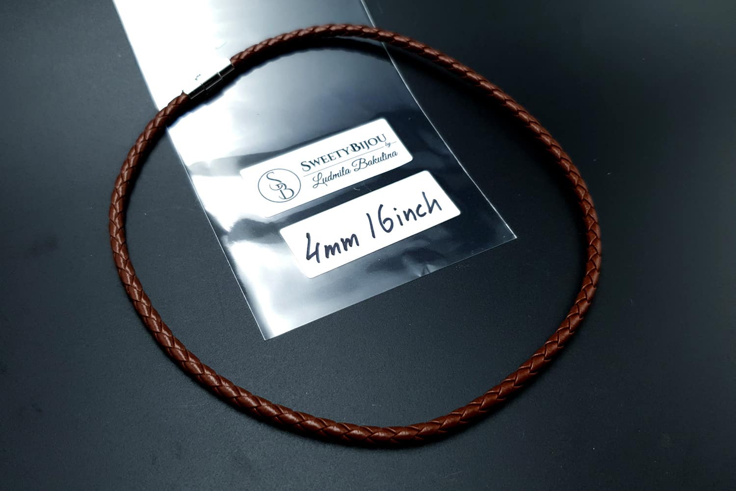 Brown Leather Cord, 16inches/40cm (20188)