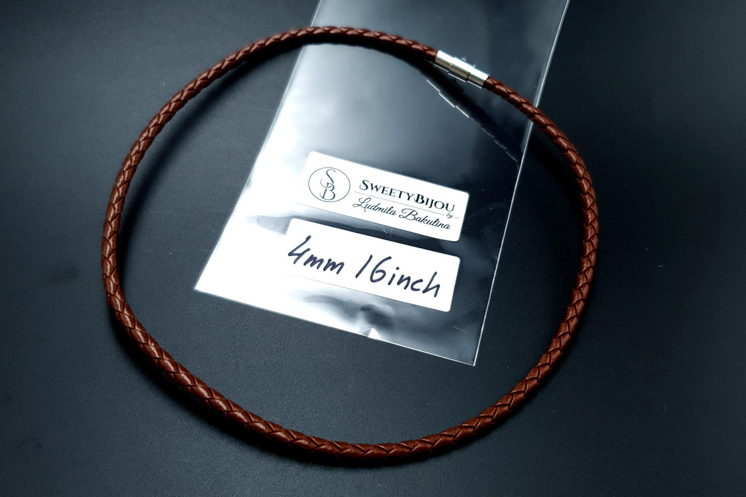 Brown Leather Cord, 16inches/40cm (20189)
