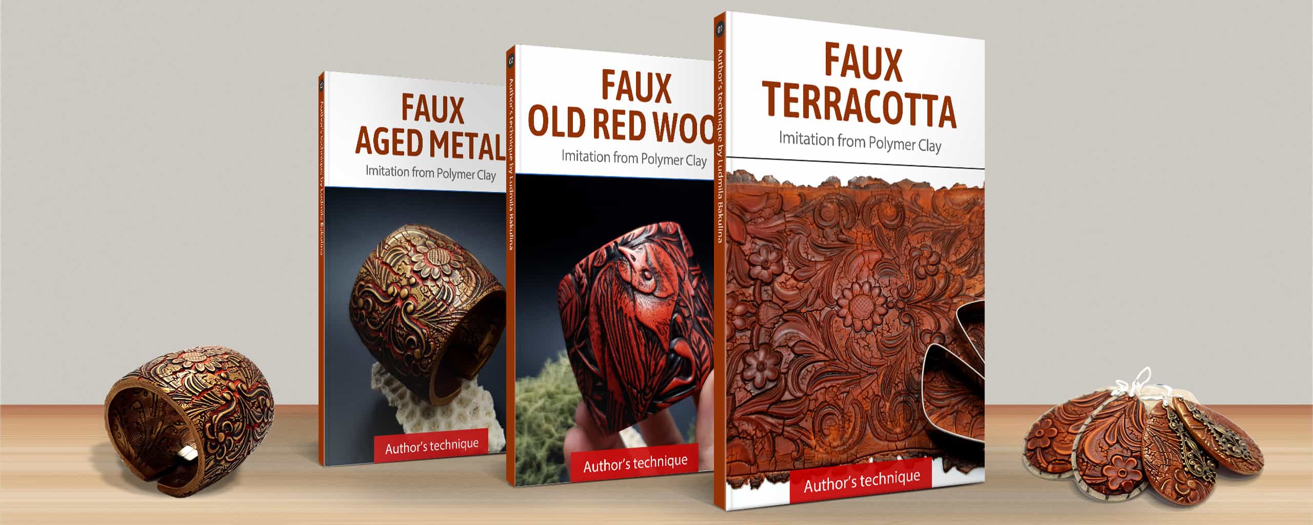 Faux materials: Terracotta, Red Wood and Aged Metal #20847
