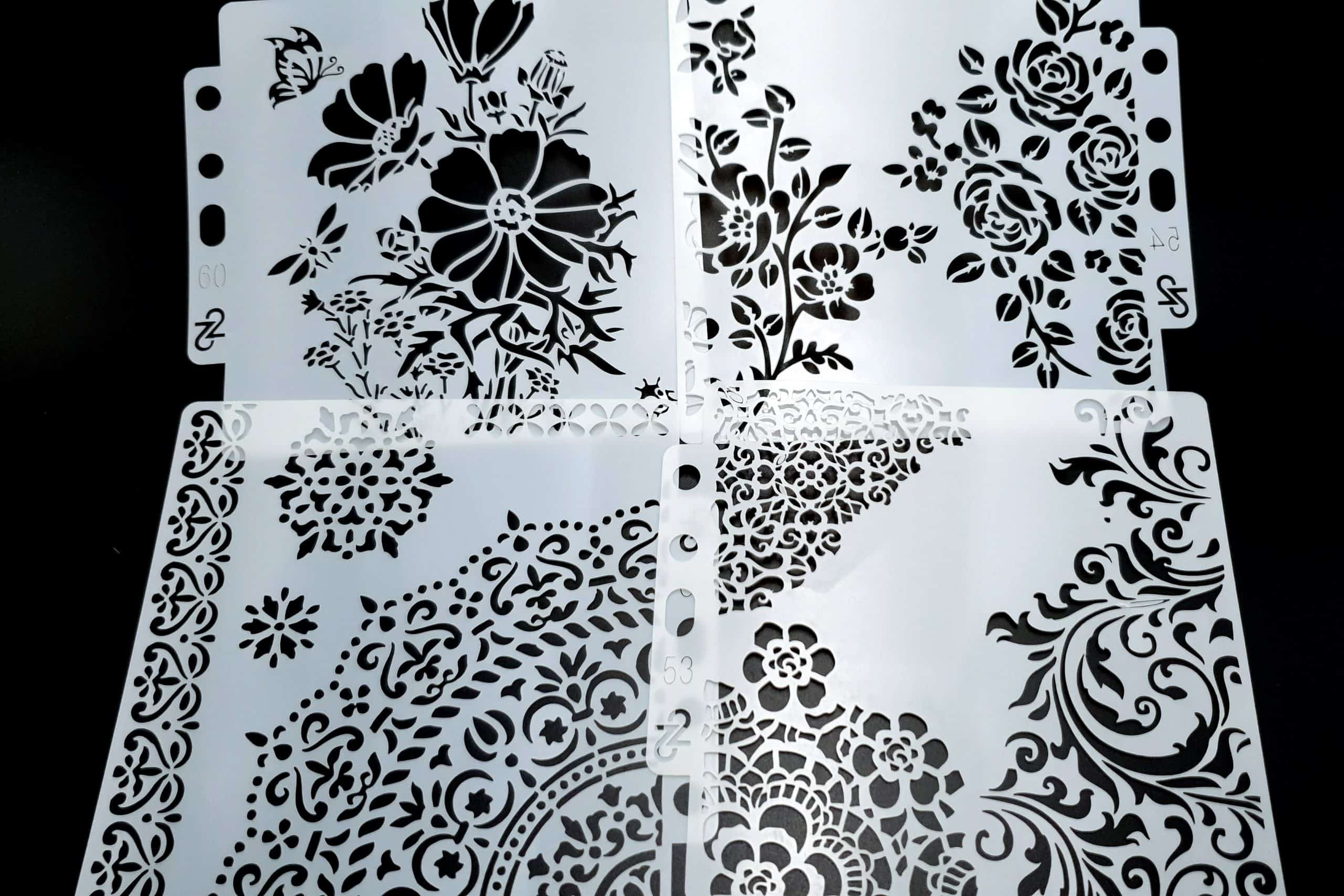 Set of 4 pcs "Floral" Plastic Stencils (21064)