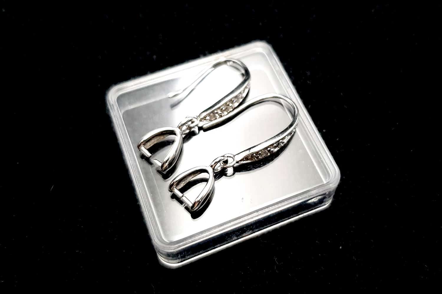 Genuine 925 Sterling Silver Clasp Hook Earrings Findings (21482)