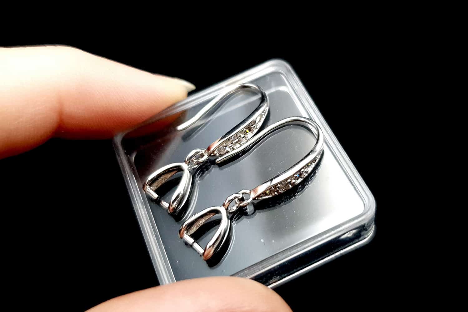 Genuine 925 Sterling Silver Clasp Hook Earrings Findings (21483)