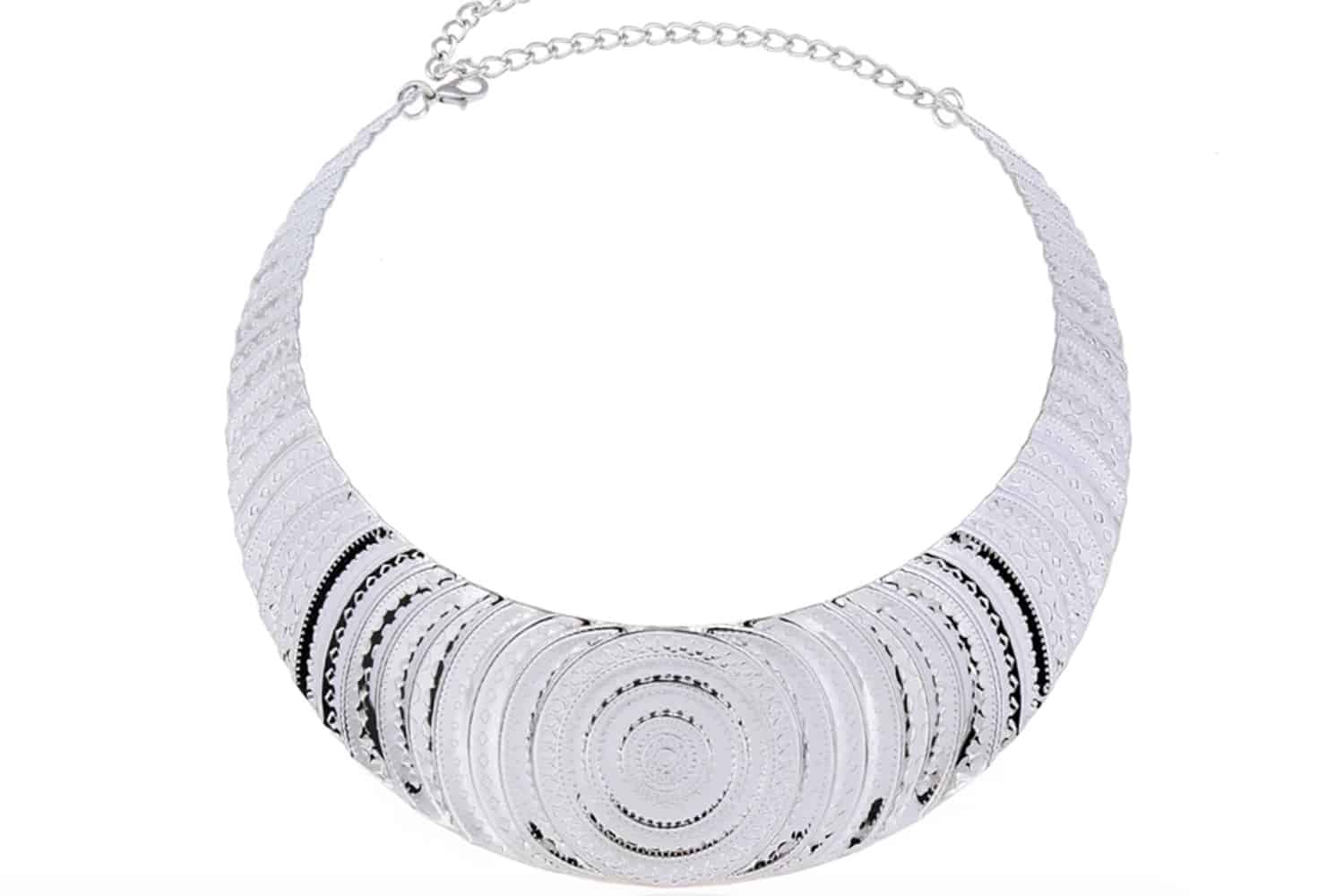 Necklace Metal Base “Circles” Pattern - Silver, 14cm (23373)