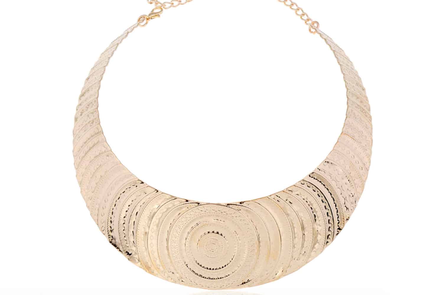 Necklace Metal Base “Circles” Pattern - Gold, 14cm (23381)