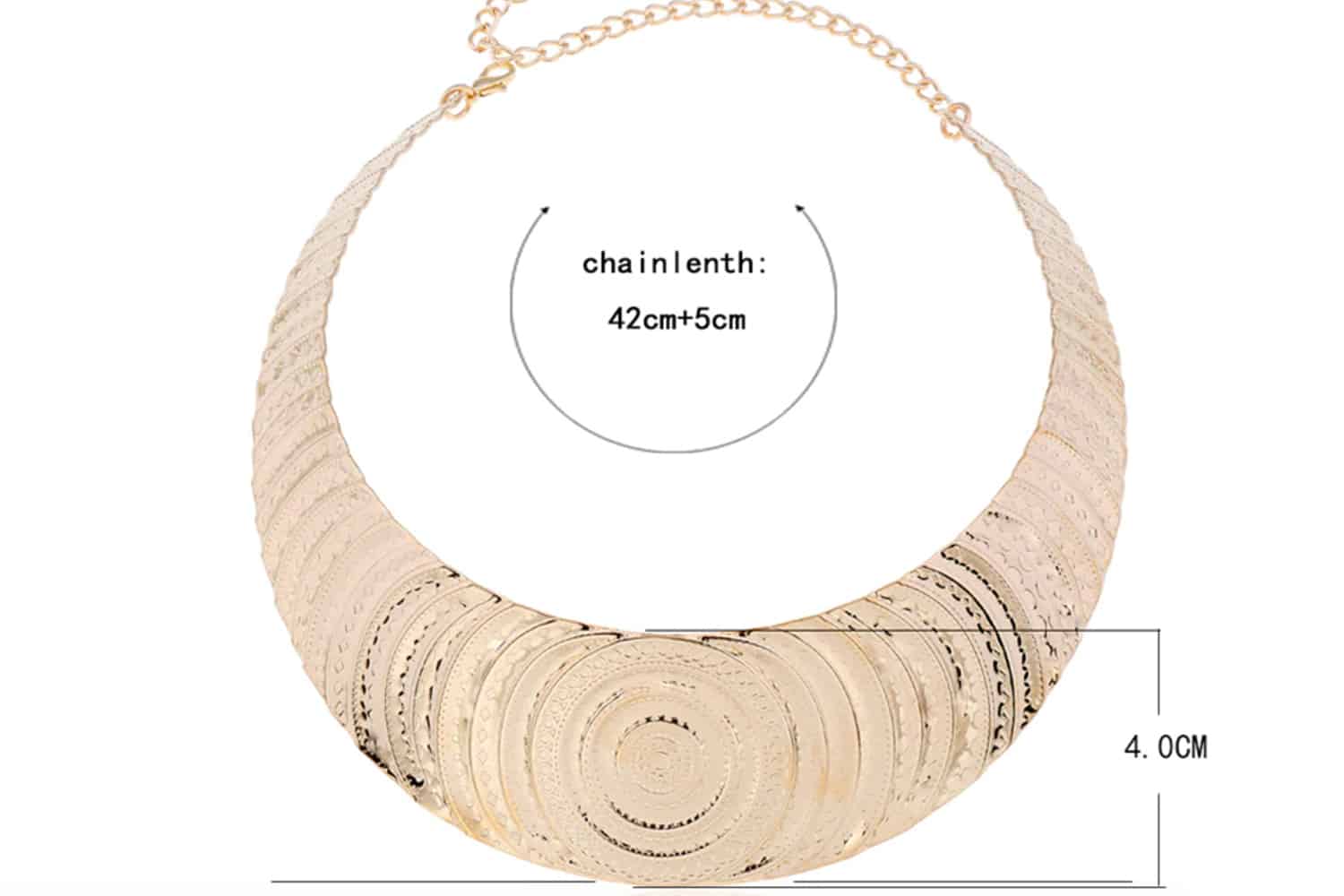 Necklace Metal Base “Circles” Pattern - Gold, 14cm (23382)