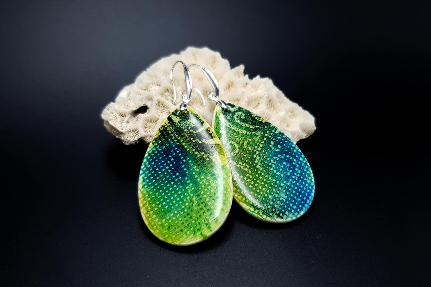 "Embroidery" Faux Ceramic Earrings #24013