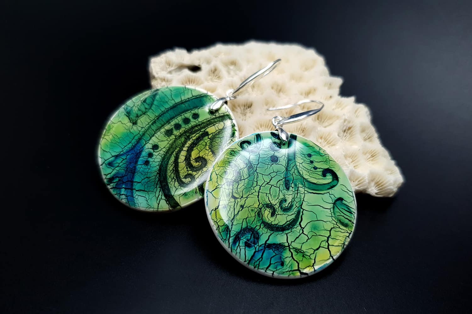 "Old Ceramic" Polymer clay earrings #24020