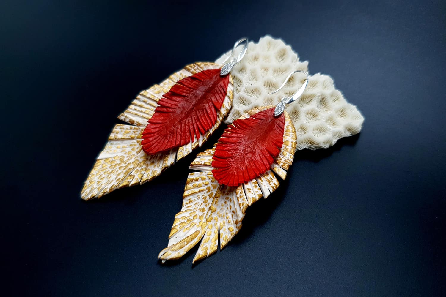 "Feathers" Faux leather earrings #24069