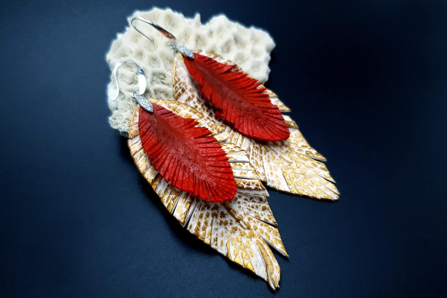 "Feathers" Faux leather earrings (24083)