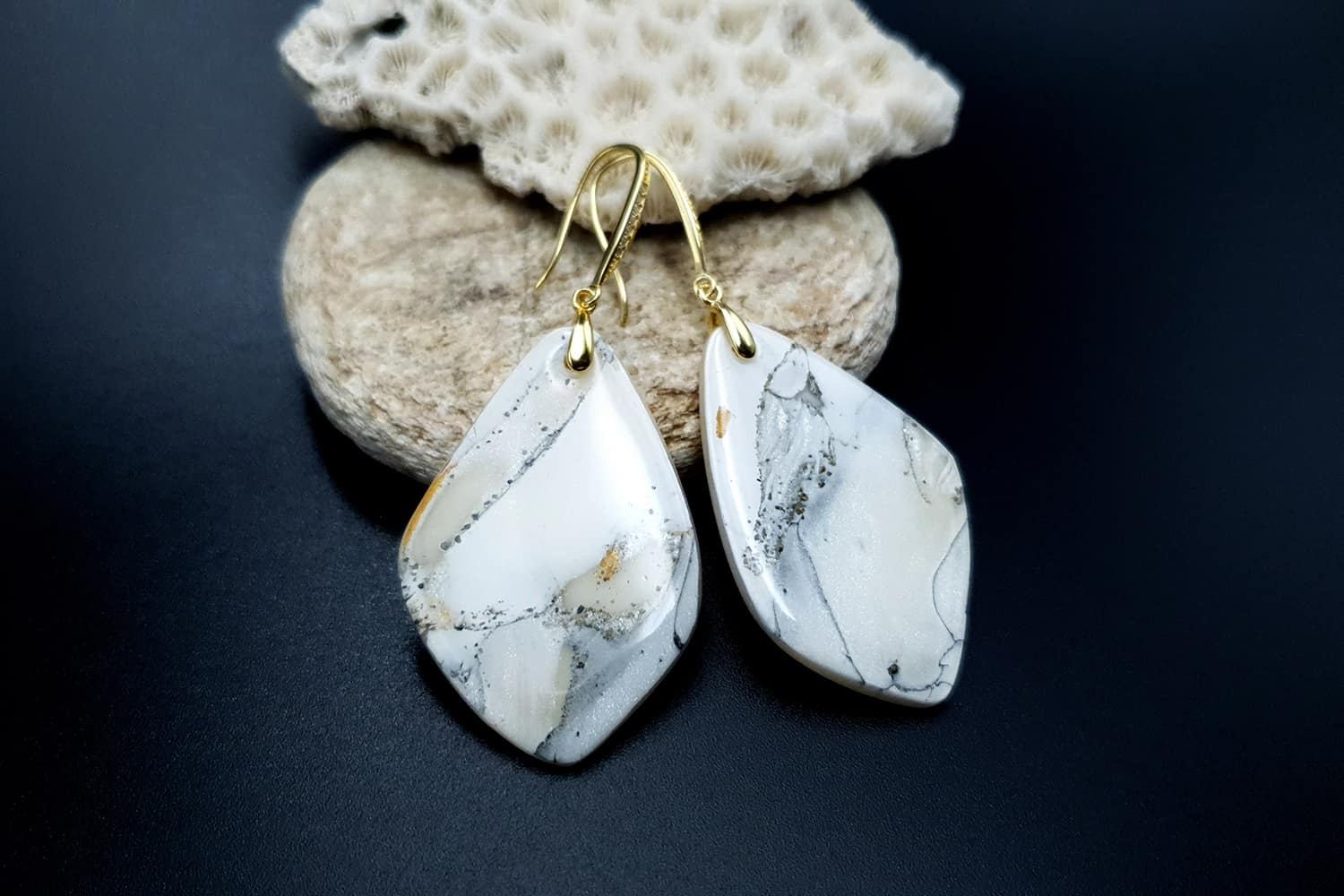 "Marble" Faux marble earrings (24081)