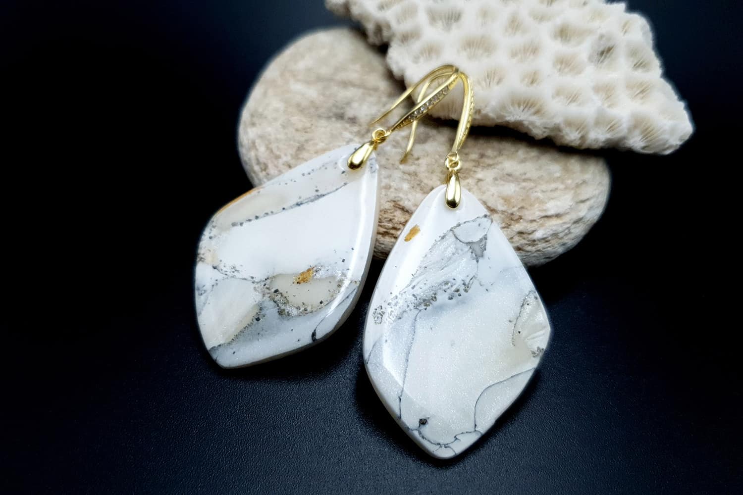 "Marble" Faux marble earrings (24088)