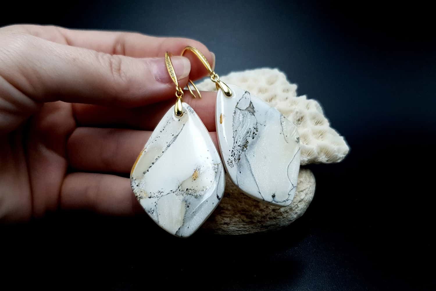"Marble" Faux marble earrings (24090)