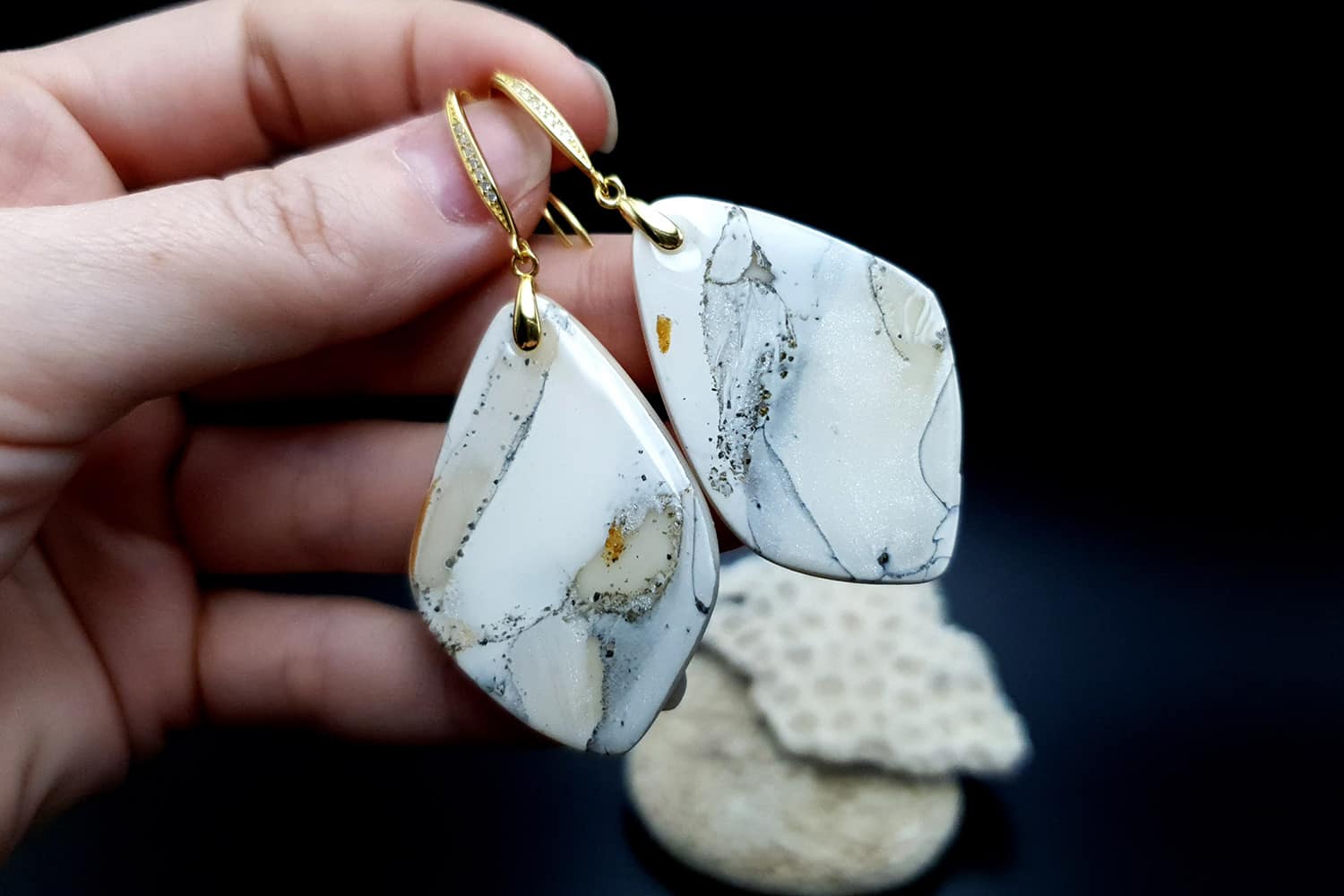 "Marble" Faux marble earrings (24094)