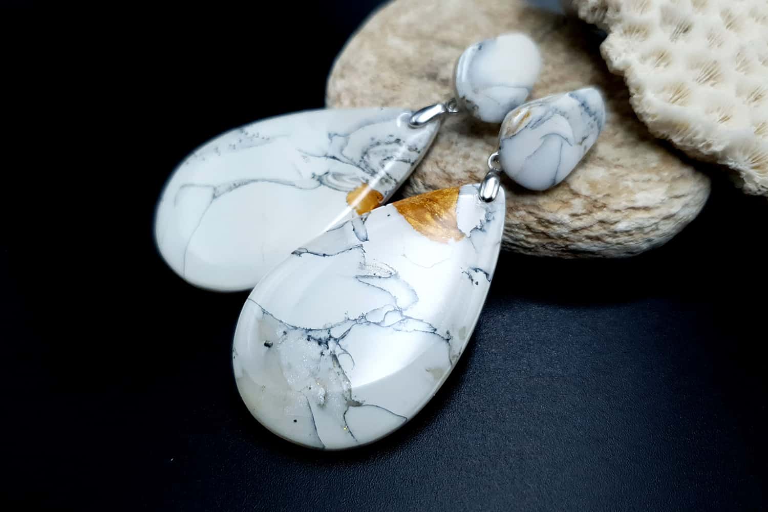 "White Marble" Faux marble earrings (24089)
