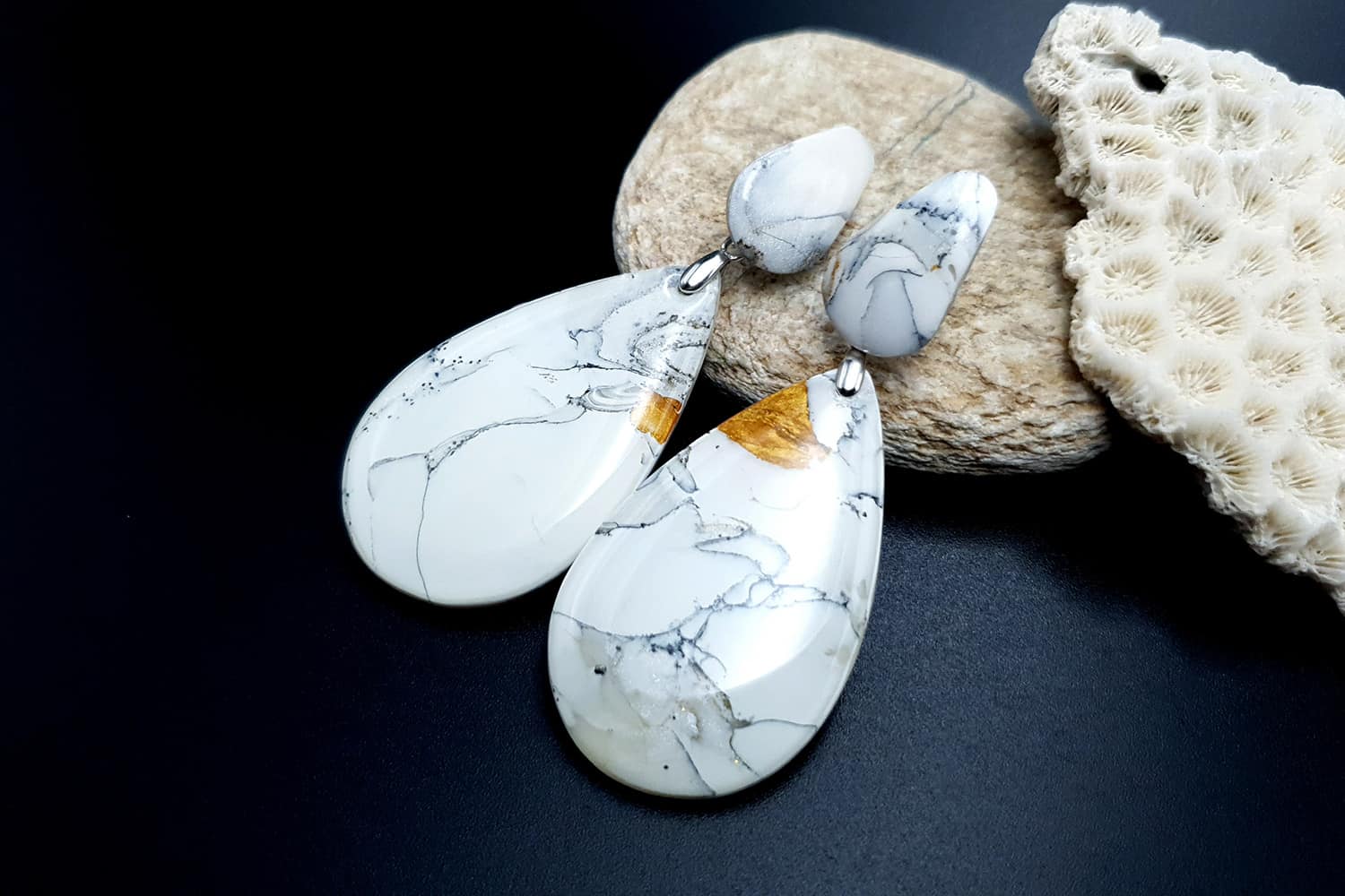 "White Marble" Faux marble earrings (24106)