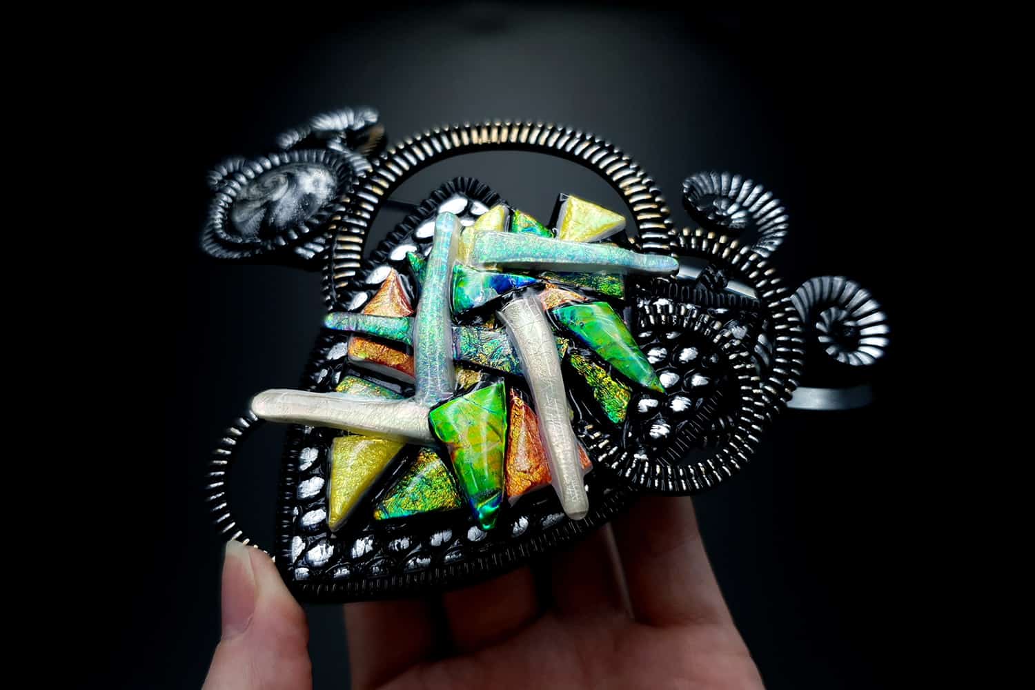 Fused Glass Necklace. Polymer clay (23796)