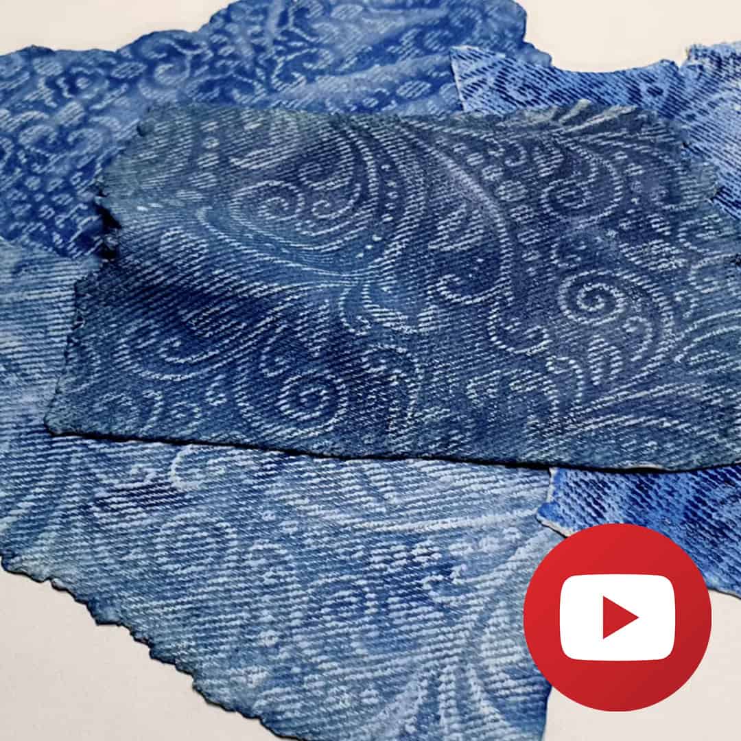 Embossed faux jeans fabric on polymer clay (26080)