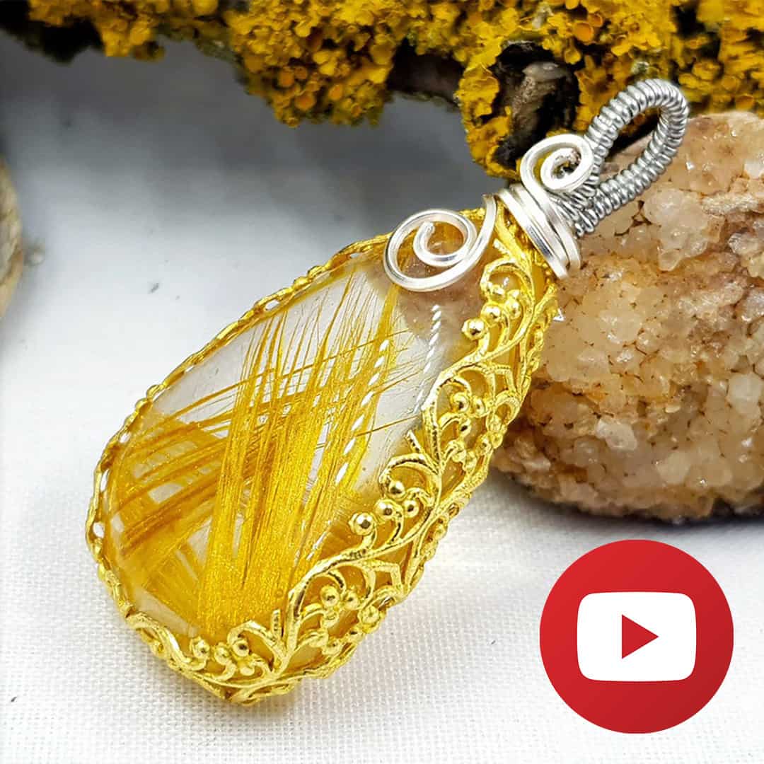 Wrapped Pendant with Faux Rutilated Quartz (25806)