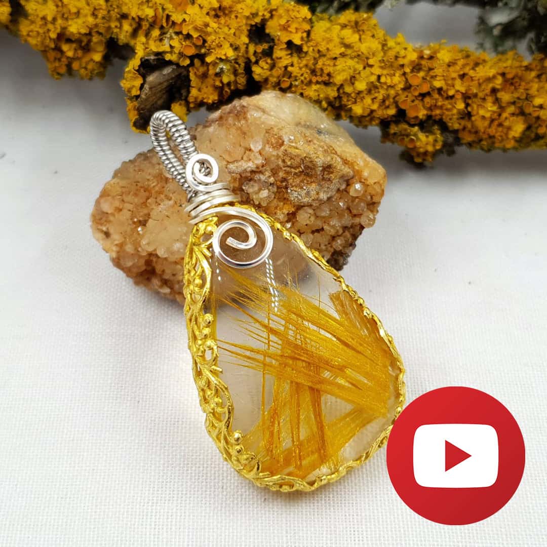Wrapped Pendant with Faux Rutilated Quartz (25808)