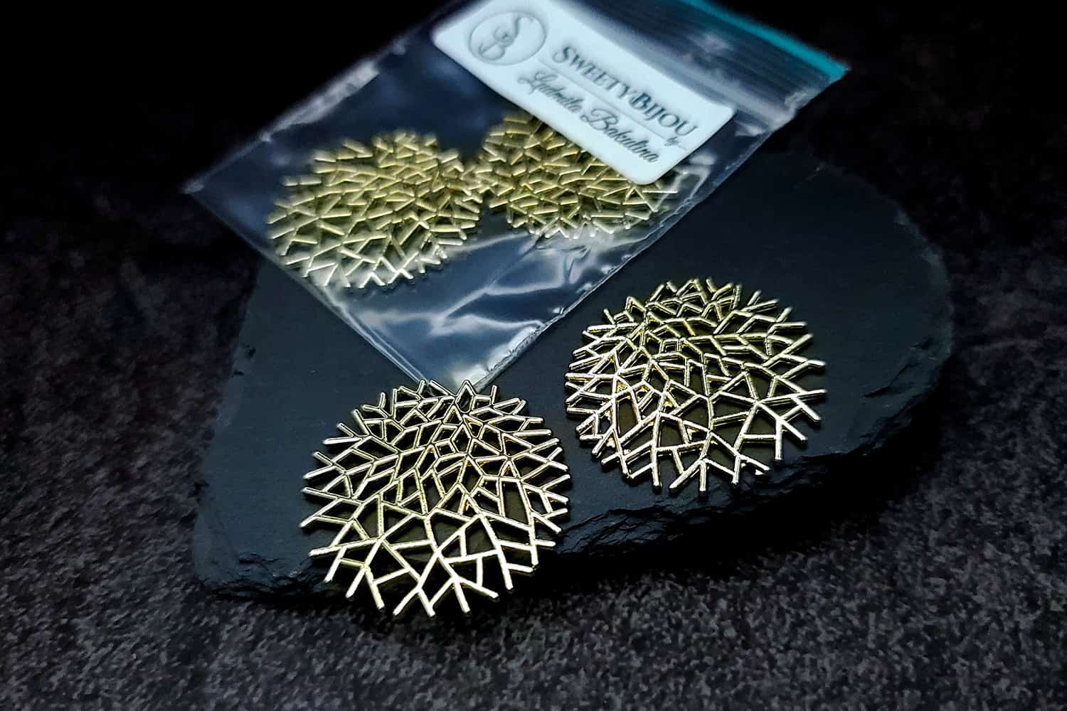 Golden color coral bushes charms for earrings (27232)