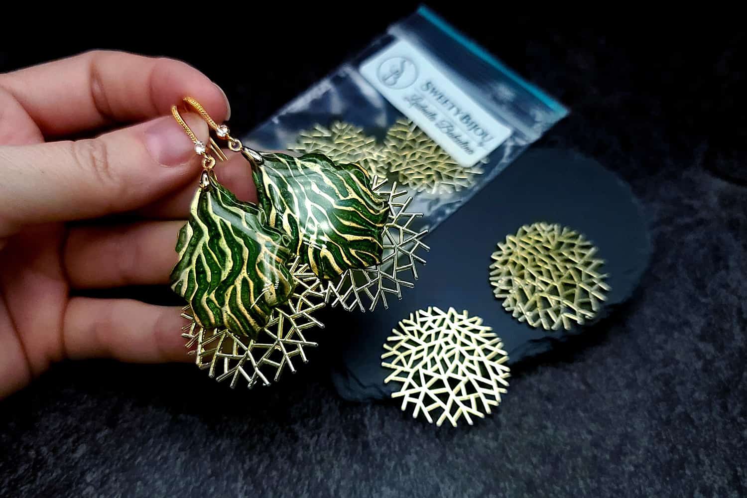 Golden color coral bushes charms for earrings (27237)