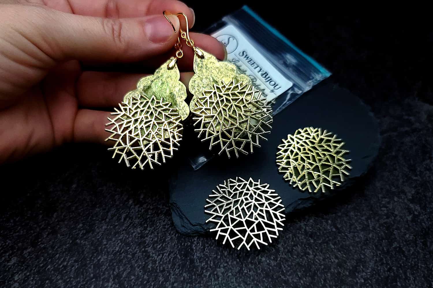 Golden color coral bushes charms for earrings (27243)
