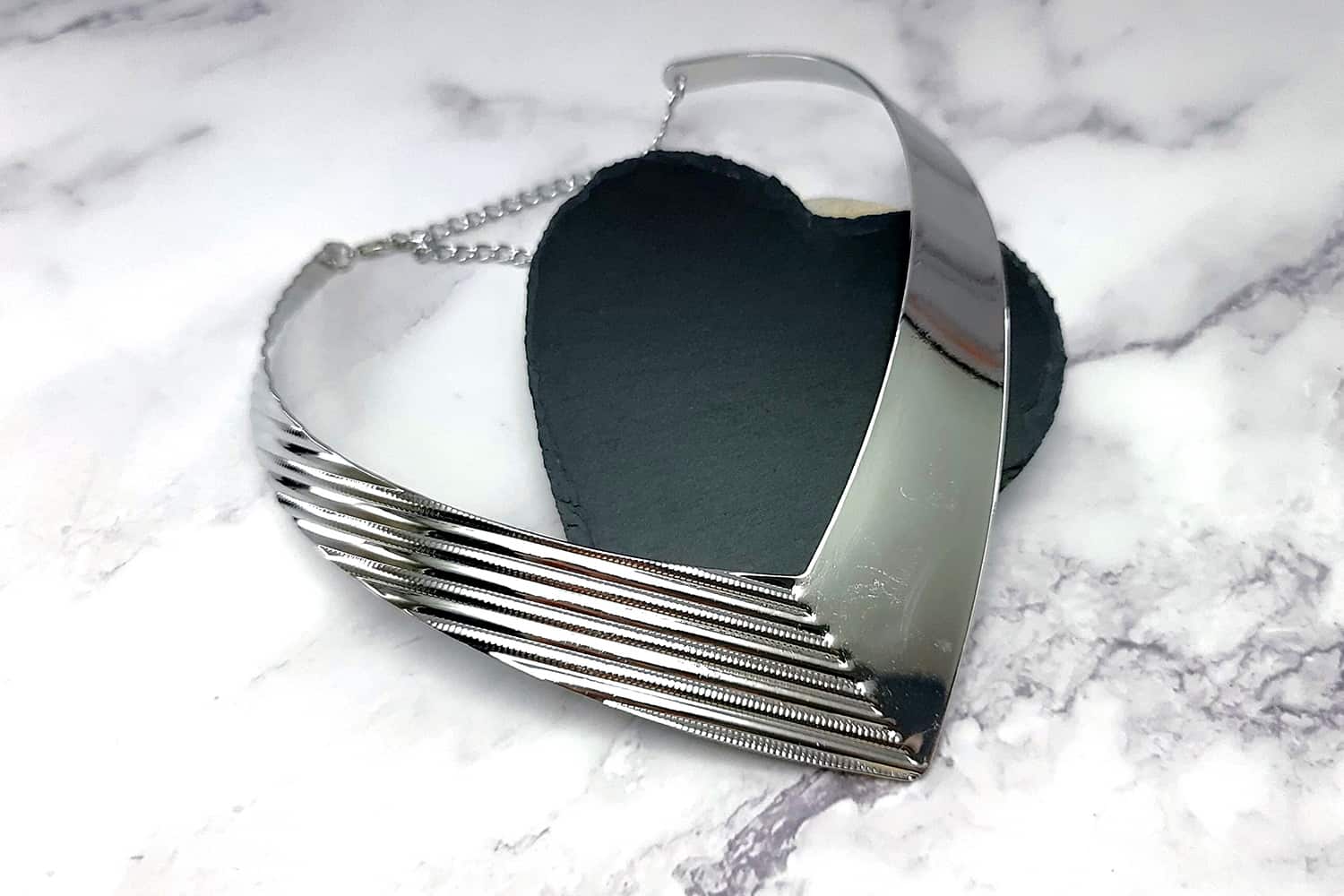 V Shape Silver color metal base necklace #27319