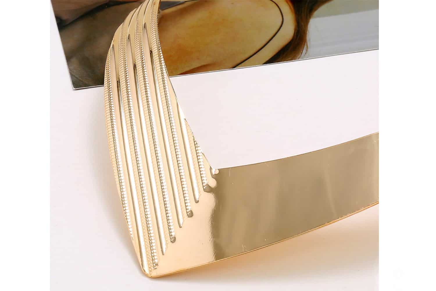 V Shape Golden color metal base necklace (27331)