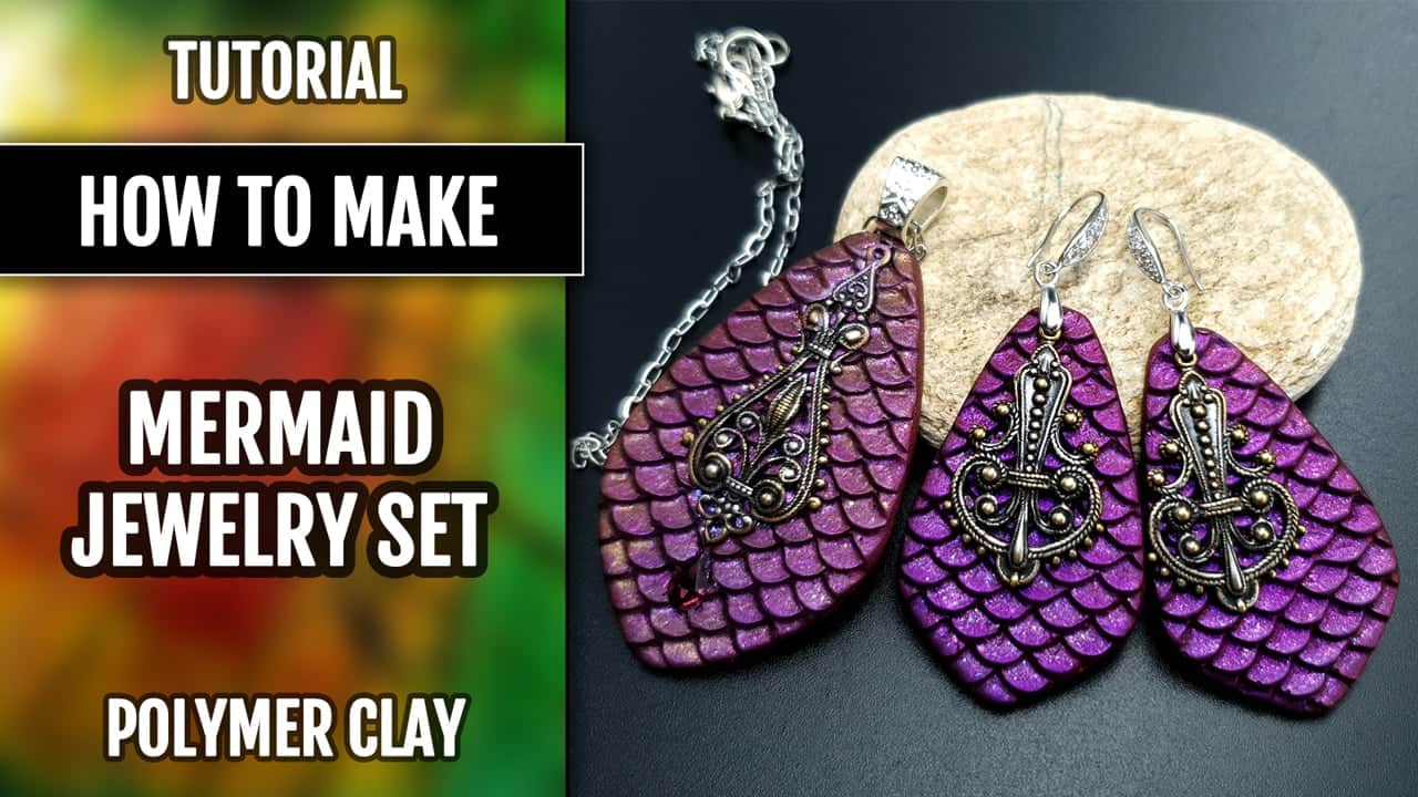 How to make polymer clay mermaid jewelry set #168793
