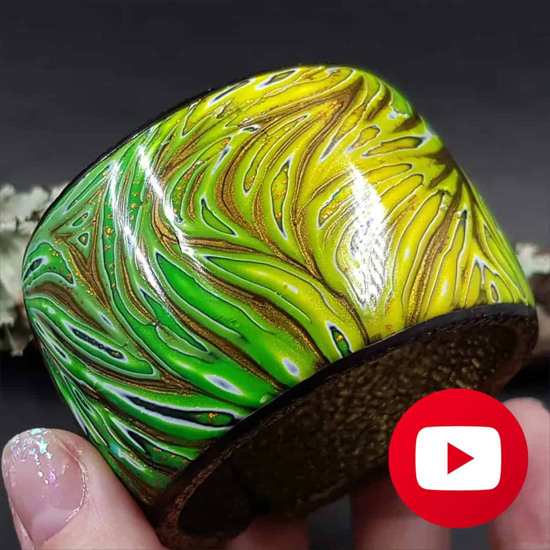 Tropical polymer clay bracelet cuff in one baking (31620)