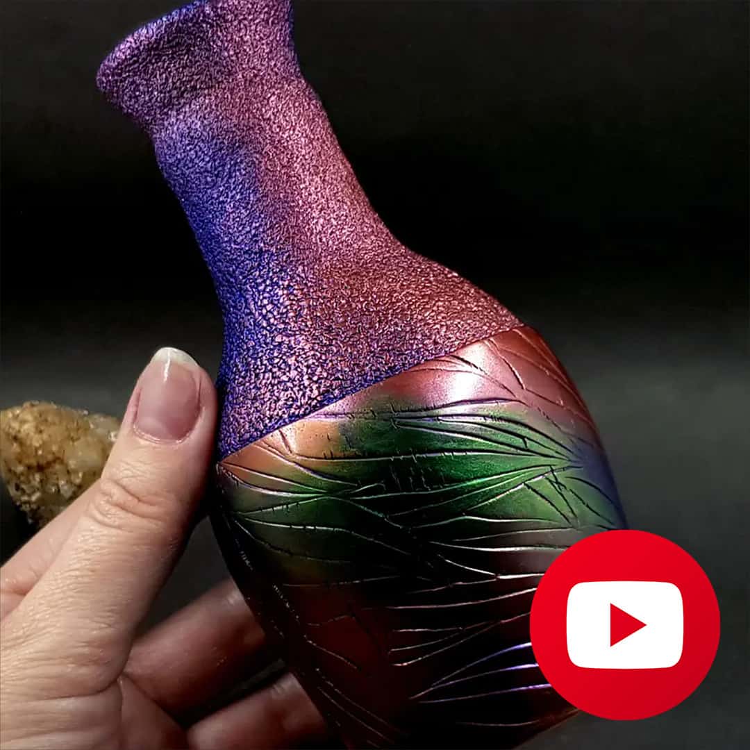 How to make "Raku" style vase with polymer clay (26996)