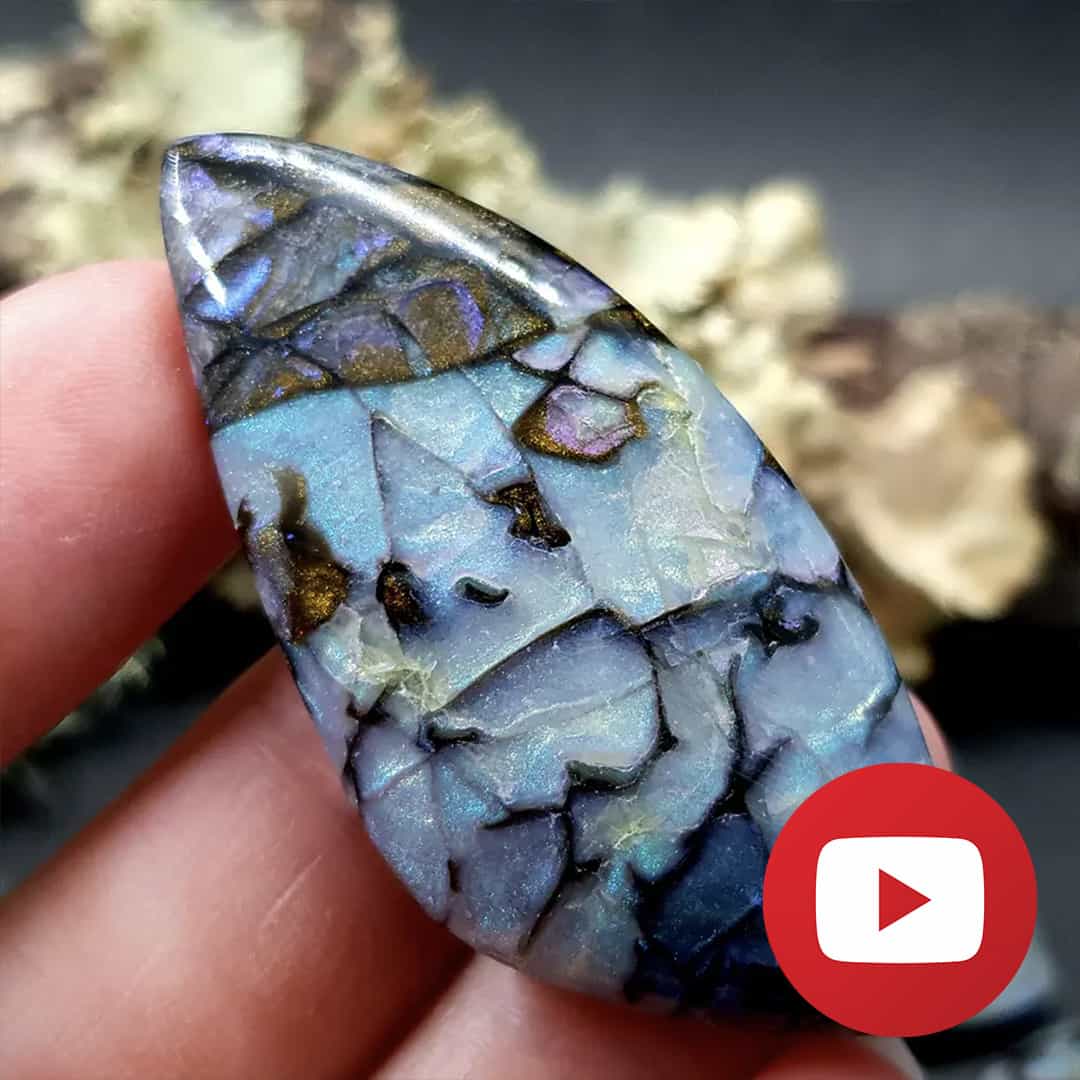 Realistic boulder opal stone. Unique technique (26222)