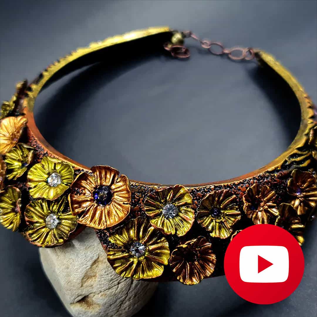 How to make polymer clay faux metal flower necklace (26639)