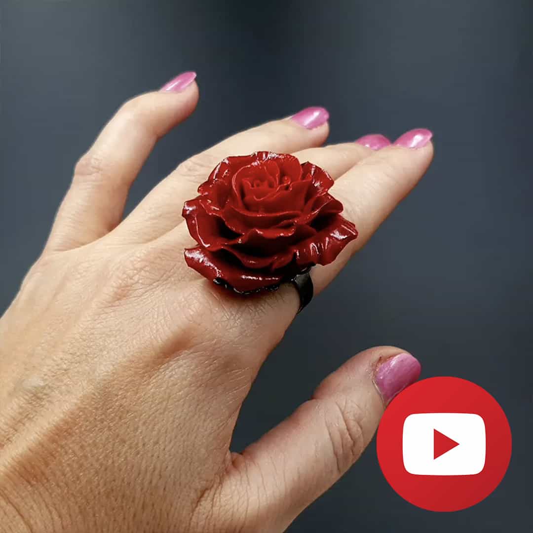 How to make a red rose ring from polymer clay (26468)